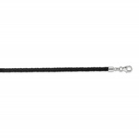 Sterling Silver Reflections Rhodium-plated Braided Black Leather Bracelet with 2 Inch Extension Choker Wrap, 14" view 2