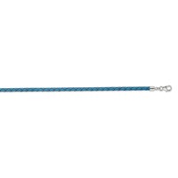 Sterling Silver Reflections Rhodium-plated Braided Blue Leather Bracelet with 2 Inch Extension Choker Wrap, 14" view 2