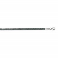 Sterling Silver Reflections Rhodium-plated Braided Grey Leather Bracelet with 2 Inch Extension Choker Wrap, 14" view 2