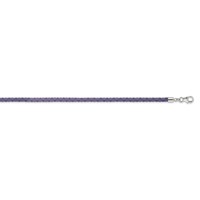 Sterling Silver Reflections Rhodium-plated Braided Purple Leather Bracelet with 2 Inch Extension Choker Wrap, 14" view 2