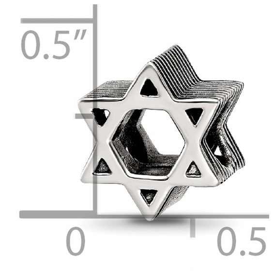Sterling Silver Reflections Textured Star of David Bead