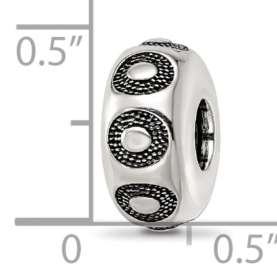 Sterling Silver Reflections Antiqued Circle Pattern Bead