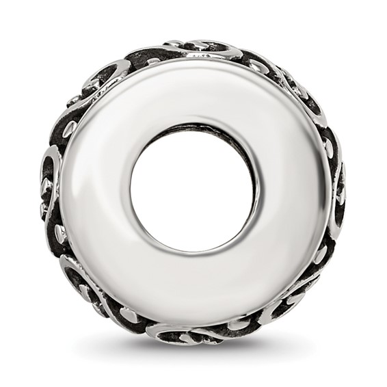 Sterling Silver Reflections Antiqued Heart Pattern Bead