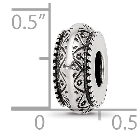 Sterling Silver Reflections Antiqued Aztec Pattern Bead
