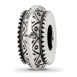 Sterling Silver Reflections Antiqued Aztec Pattern Bead