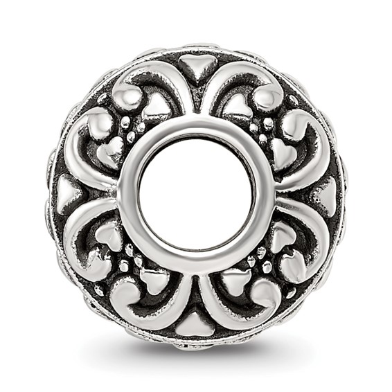 Sterling Silver Reflections Antiqued Small Hearts Pattern Bead
