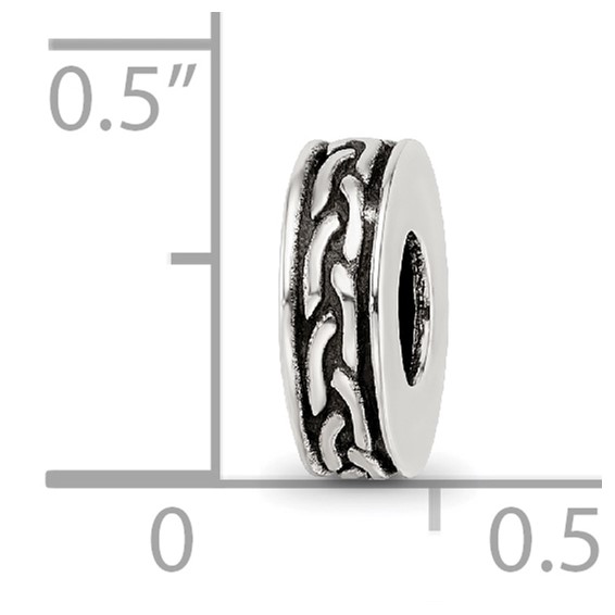 Sterling Silver Reflections Antiqued Small Chain Pattern Bead