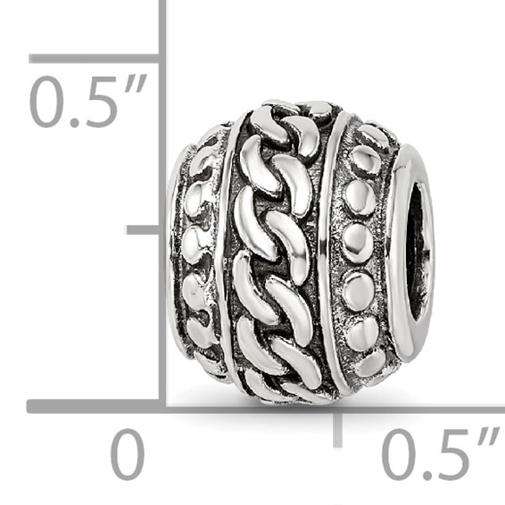 Sterling Silver Reflections Antiqued Large Chain Pattern Bead