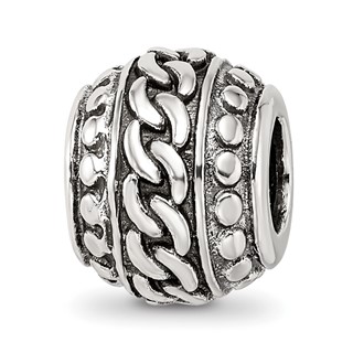 Sterling Silver Reflections Antiqued Large Chain Pattern Bead