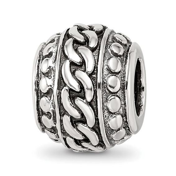Sterling Silver Reflections Antiqued Large Chain Pattern Bead