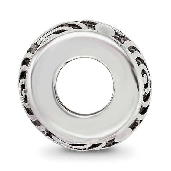 Sterling Silver Reflections Antiqued Circle Swirls Pattern Bead