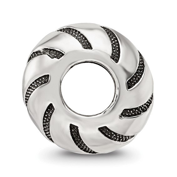 Sterling Silver Reflections Antiqued Swirl Pattern Bead