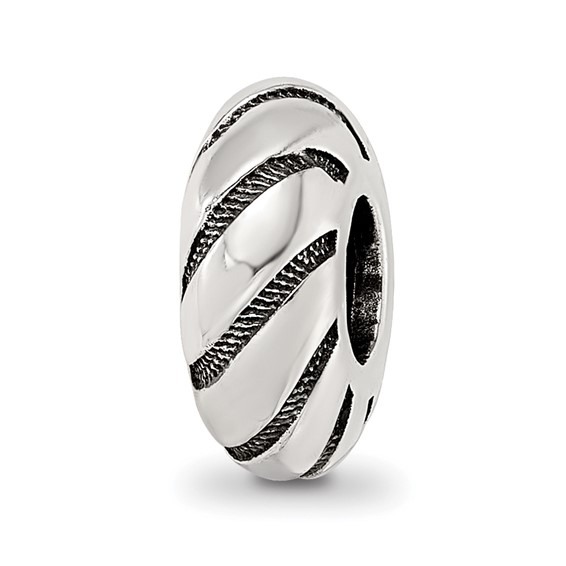 Sterling Silver Reflections Antiqued Swirl Pattern Bead