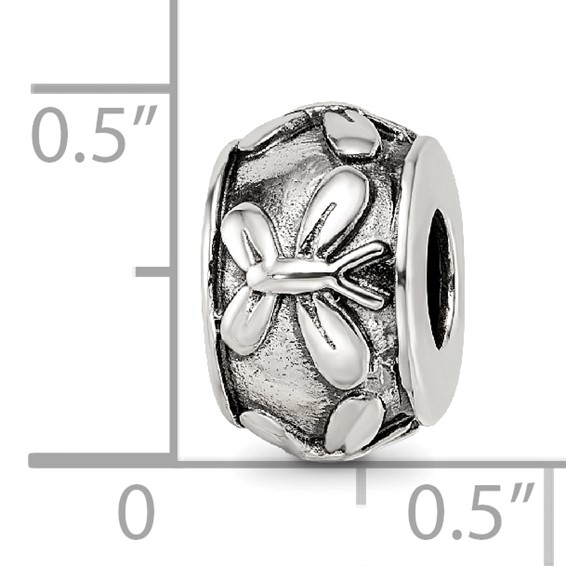 Sterling Silver Reflections Antiqued Butterfly Pattern Bead