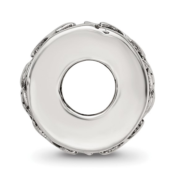 Sterling Silver Reflections Antiqued Stars & Leaves Pattern Bead