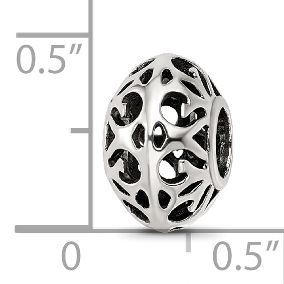 Sterling Silver Reflections Antiqued Hollow Pattern Bead