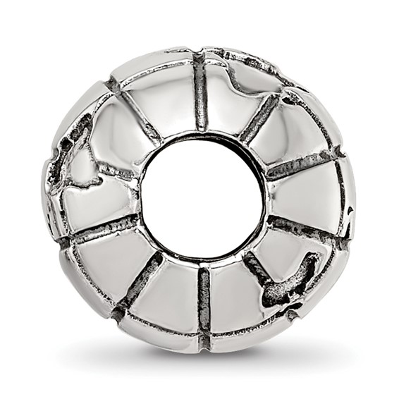 Sterling Silver Reflections Antiqued Globe Pattern Bead