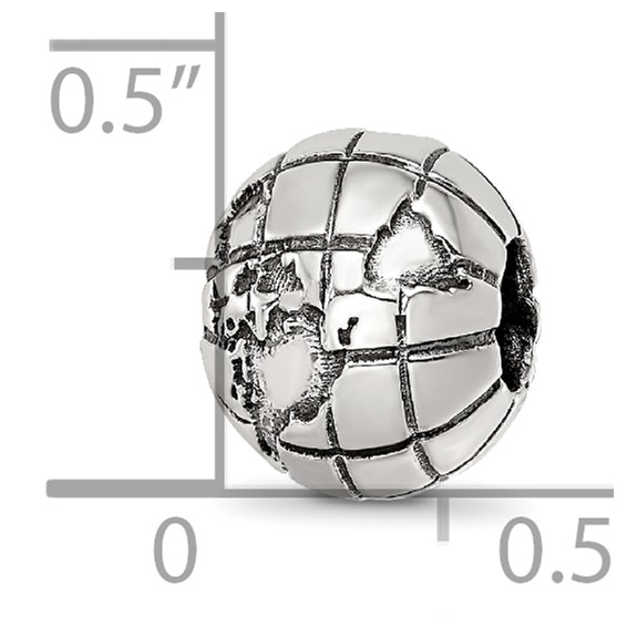 Sterling Silver Reflections Antiqued Globe Pattern Bead