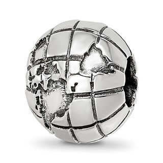 Sterling Silver Reflections Antiqued Globe Pattern Bead