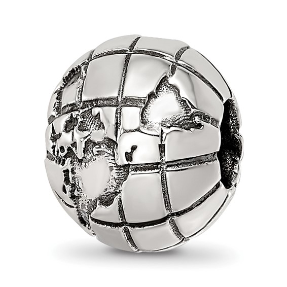 Sterling Silver Reflections Antiqued Globe Pattern Bead