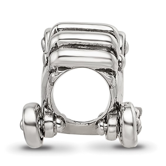 Sterling Silver Reflections Antiqued Baby Carriage Moveable Wheels Bead