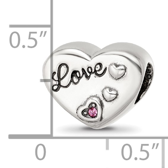 SS Reflections Antiqued Crystals Enamel Heart Bead