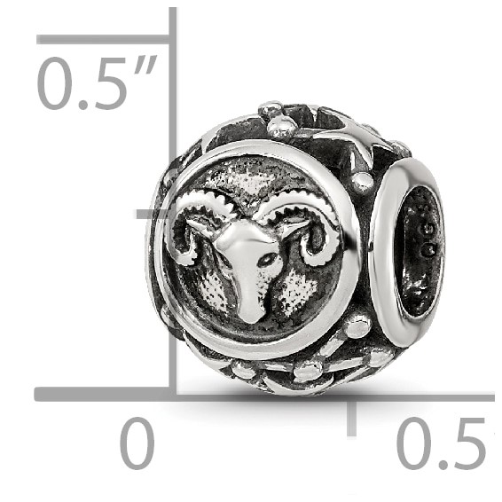 Sterling Silver Reflections Antiqued Zodiac Aries Bead