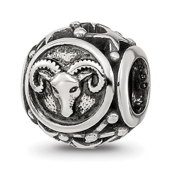 Sterling Silver Reflections Antiqued Zodiac Aries Bead