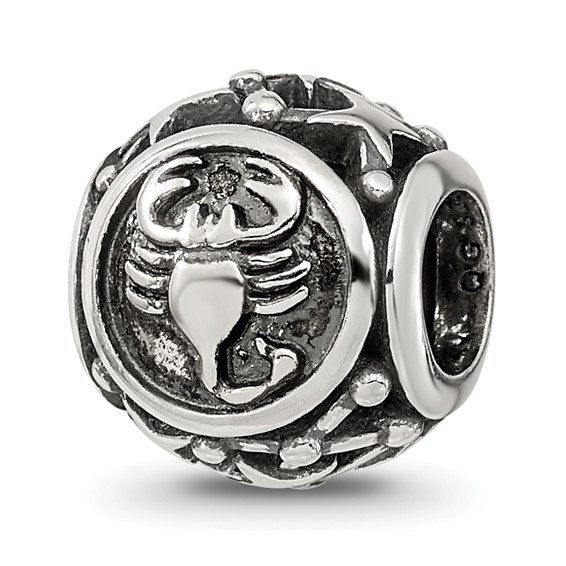 Sterling Silver Reflections Antiqued Zodiac Scorpio Bead