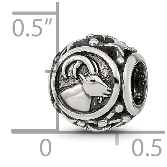 Sterling Silver Reflections Antiqued Zodiac Capricorn Bead