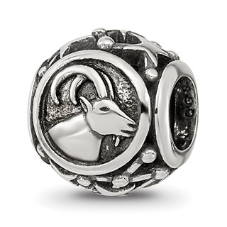 Sterling Silver Reflections Antiqued Zodiac Capricorn Bead