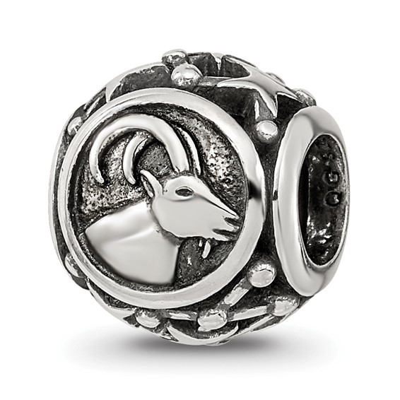 Sterling Silver Reflections Antiqued Zodiac Capricorn Bead