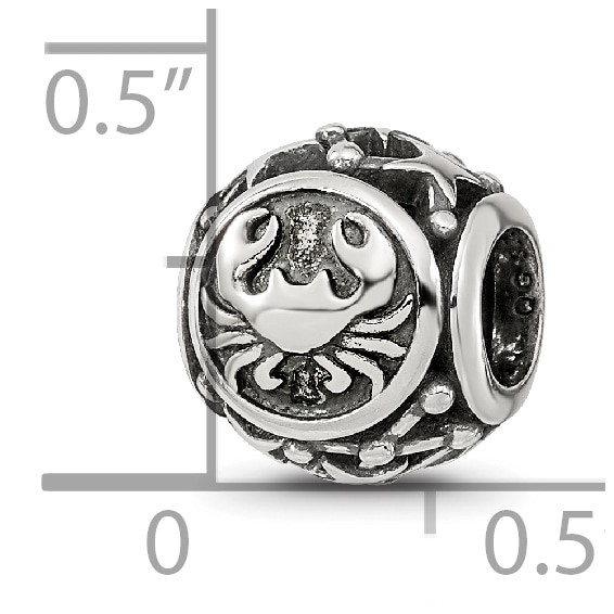 Sterling Silver Reflections Antiqued Zodiac Cancer Bead