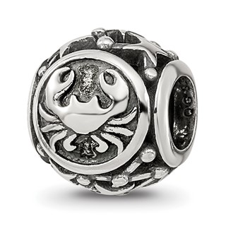Sterling Silver Reflections Antiqued Zodiac Cancer Bead