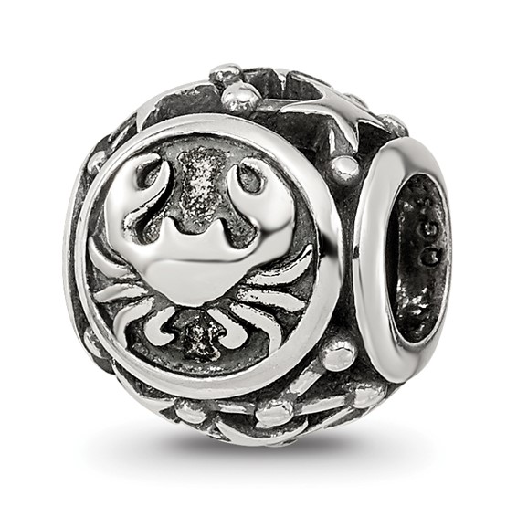 Sterling Silver Reflections Antiqued Zodiac Cancer Bead
