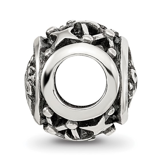 Sterling Silver Reflections Antiqued Zodiac Aquarius Bead