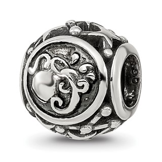 Sterling Silver Reflections Antiqued Zodiac Aquarius Bead