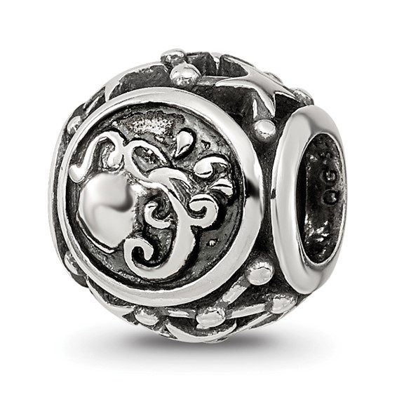 Sterling Silver Reflections Antiqued Zodiac Aquarius Bead