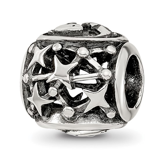 Sterling Silver Reflections Antiqued Zodiac Pisces Bead