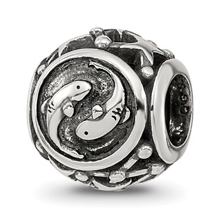Sterling Silver Reflections Antiqued Zodiac Pisces Bead