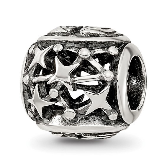 Sterling Silver Reflections Antiqued Zodiac Gemini Bead