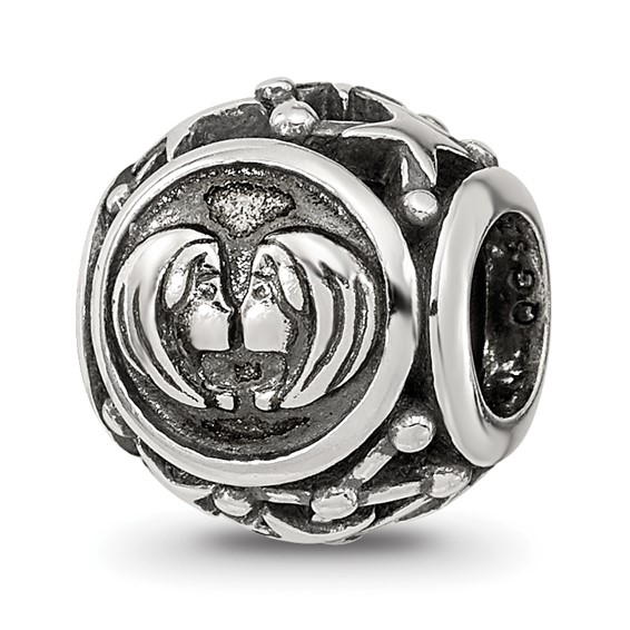 Sterling Silver Reflections Antiqued Zodiac Gemini Bead