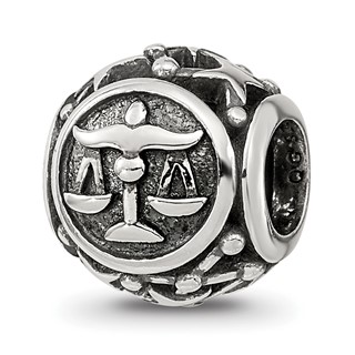 Sterling Silver Reflections Antiqued Zodiac Libra Bead