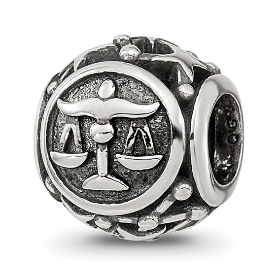 Sterling Silver Reflections Antiqued Zodiac Libra Bead