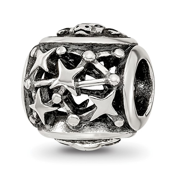 Sterling Silver Reflections Antiqued Zodiac Taurus Bead