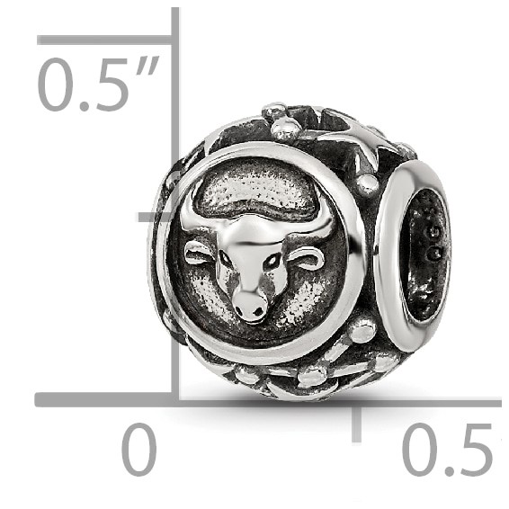 Sterling Silver Reflections Antiqued Zodiac Taurus Bead