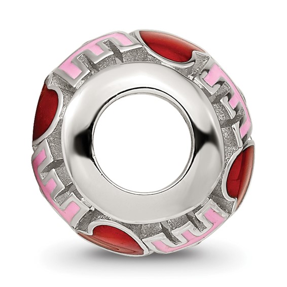 Sterling Silver Reflections Rhodium-plated Enameled Love Bead