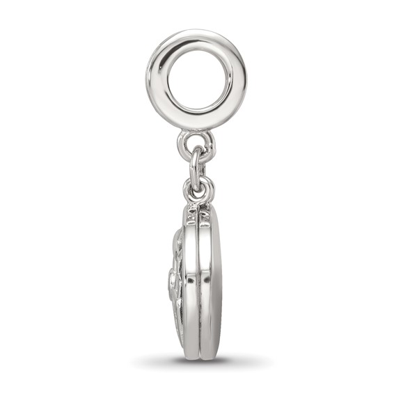 Sterling Silver Reflections Rhod-plated CZ Enamel Travel Dangle Bead