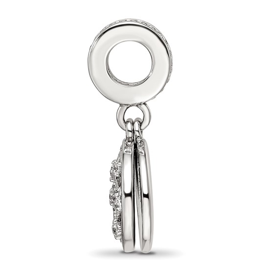 Sterling Silver Reflections Rhod-plated Enamel CZ Celestial Dangle Bead