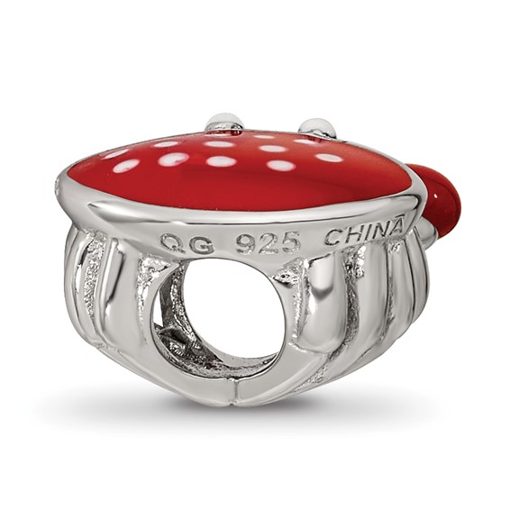 Sterling Silver Reflections Rhodium-plated Enamel Crab Bead